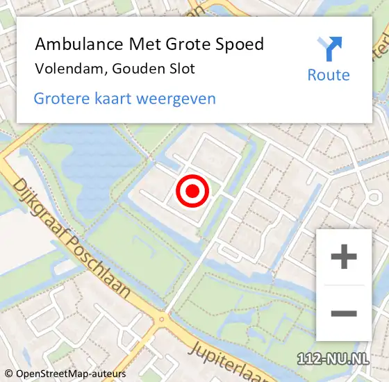 Locatie op kaart van de 112 melding: Ambulance Met Grote Spoed Naar Volendam, Gouden Slot op 30 mei 2024 22:29