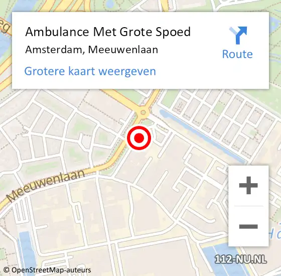 Locatie op kaart van de 112 melding: Ambulance Met Grote Spoed Naar Amsterdam, Meeuwenlaan op 30 mei 2024 22:37