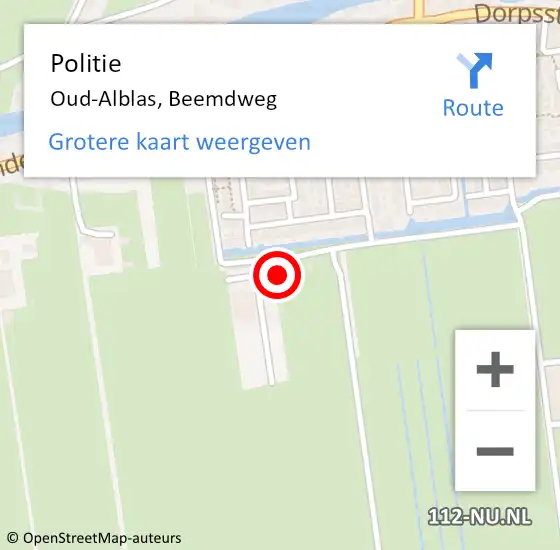 Locatie op kaart van de 112 melding: Politie Oud-Alblas, Beemdweg op 30 mei 2024 22:43