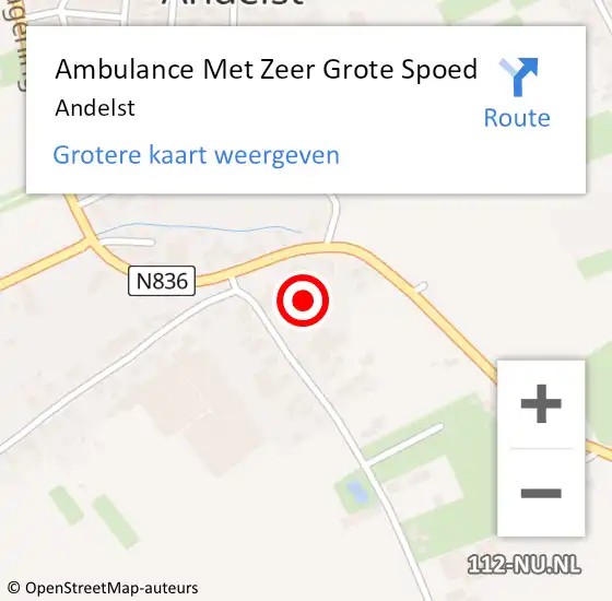 Locatie op kaart van de 112 melding: Ambulance Met Zeer Grote Spoed Naar Andelst op 30 mei 2024 22:56