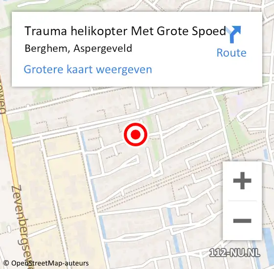 Locatie op kaart van de 112 melding: Trauma helikopter Met Grote Spoed Naar Berghem, Aspergeveld op 30 mei 2024 23:20
