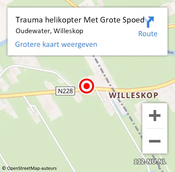 Locatie op kaart van de 112 melding: Trauma helikopter Met Grote Spoed Naar Oudewater, Willeskop op 30 mei 2024 23:23