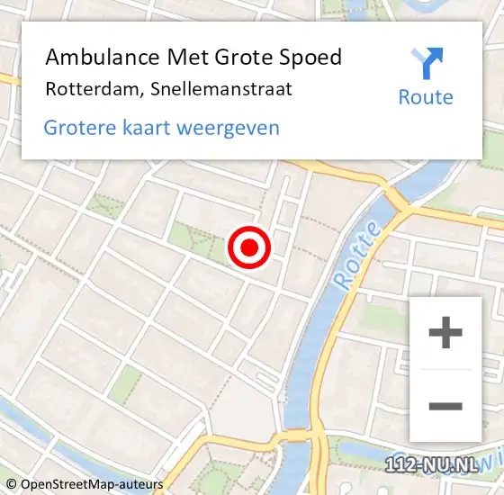 Locatie op kaart van de 112 melding: Ambulance Met Grote Spoed Naar Rotterdam, Snellemanstraat op 31 mei 2024 01:16