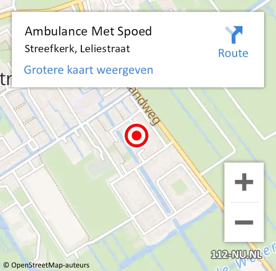 Locatie op kaart van de 112 melding: Ambulance Met Spoed Naar Streefkerk, Leliestraat op 31 mei 2024 01:19