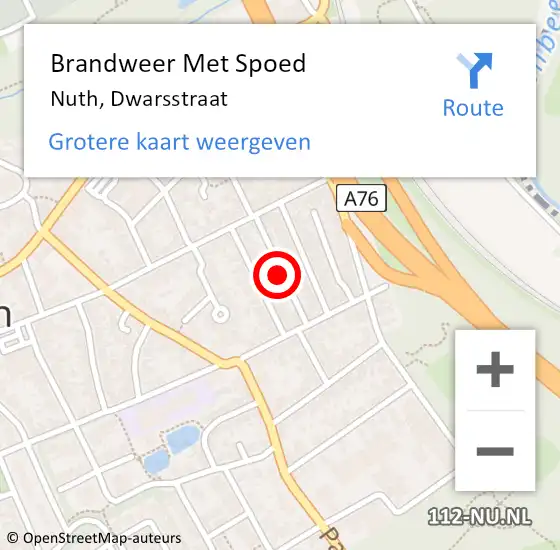 Locatie op kaart van de 112 melding: Brandweer Met Spoed Naar Nuth, Dwarsstraat op 31 mei 2024 02:02