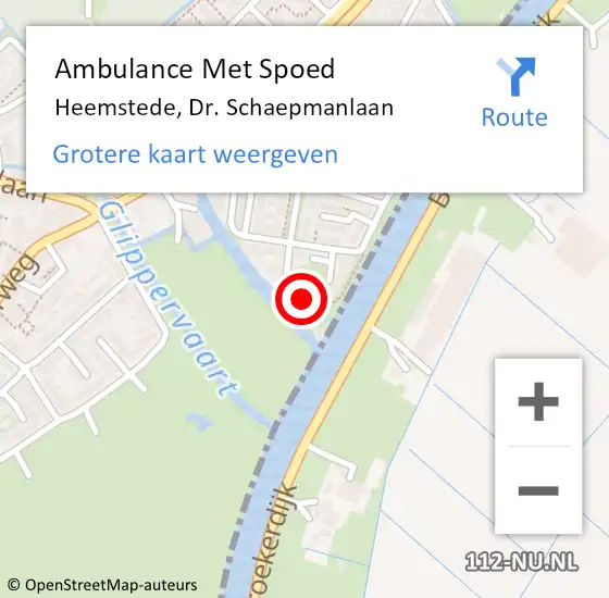 Locatie op kaart van de 112 melding: Ambulance Met Spoed Naar Heemstede, Dr. Schaepmanlaan op 31 mei 2024 03:19