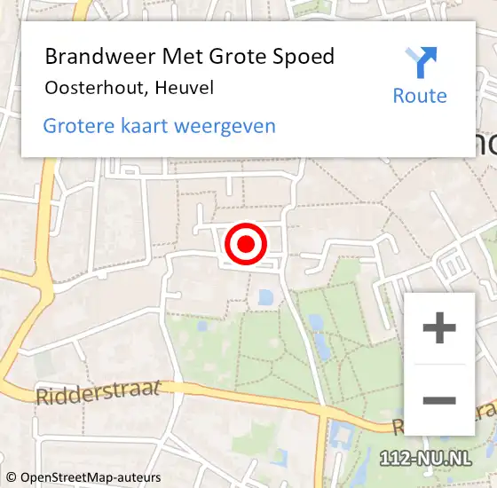 Locatie op kaart van de 112 melding: Brandweer Met Grote Spoed Naar Oosterhout, Heuvel op 31 mei 2024 03:41