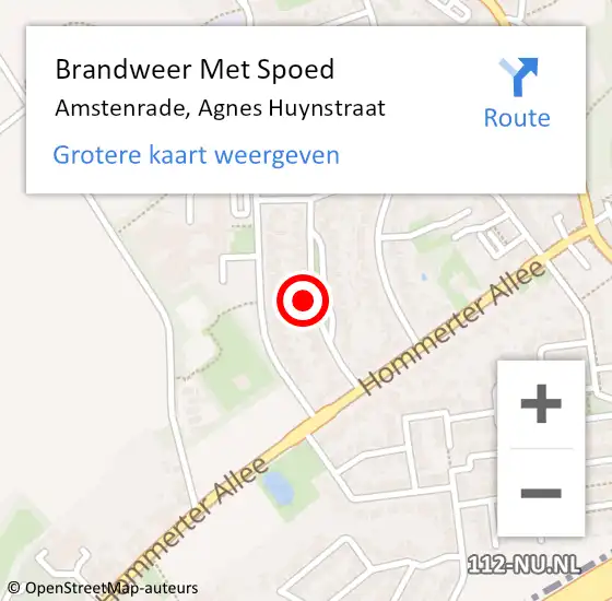 Locatie op kaart van de 112 melding: Brandweer Met Spoed Naar Amstenrade, Agnes Huynstraat op 31 mei 2024 03:48