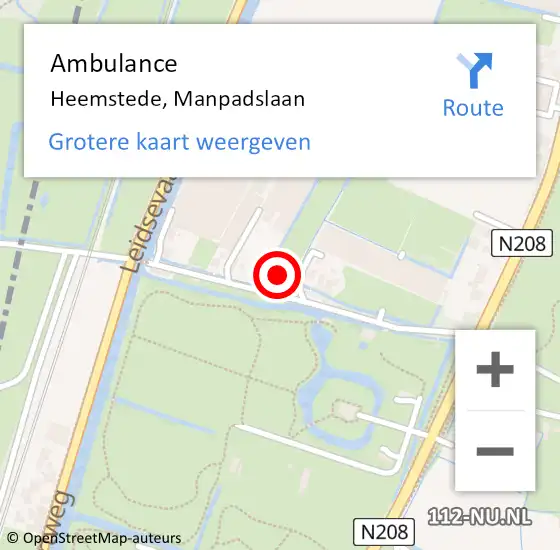 Locatie op kaart van de 112 melding: Ambulance Heemstede, Manpadslaan op 31 mei 2024 03:50