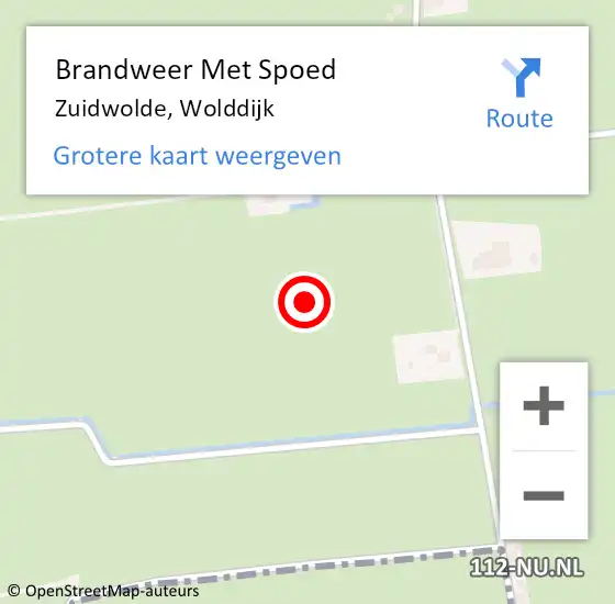 Locatie op kaart van de 112 melding: Brandweer Met Spoed Naar Zuidwolde, Wolddijk op 31 mei 2024 04:11