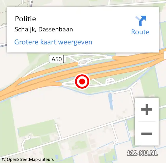 Locatie op kaart van de 112 melding: Politie Schaijk, Dassenbaan op 31 mei 2024 04:53