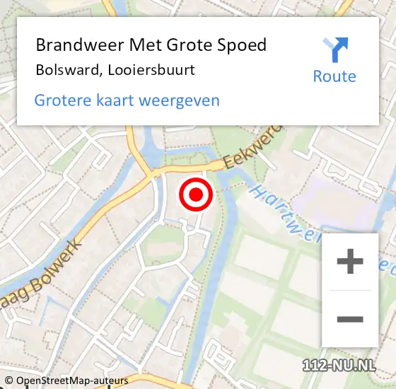 Locatie op kaart van de 112 melding: Brandweer Met Grote Spoed Naar Bolsward, Looiersbuurt op 31 mei 2024 05:45