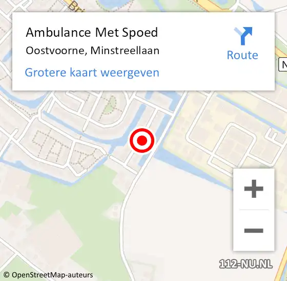 Locatie op kaart van de 112 melding: Ambulance Met Spoed Naar Oostvoorne, Minstreellaan op 31 mei 2024 05:54