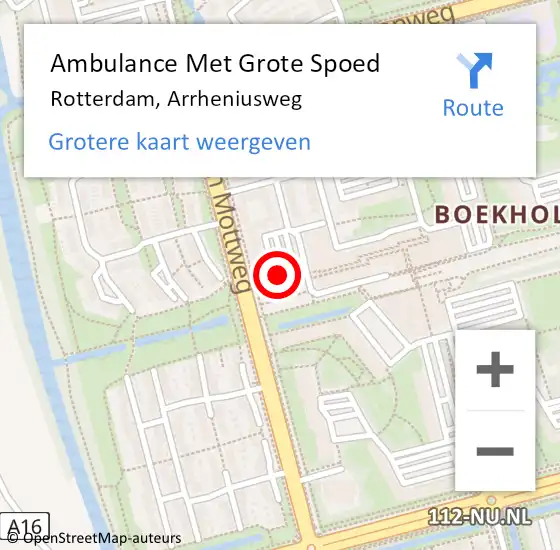 Locatie op kaart van de 112 melding: Ambulance Met Grote Spoed Naar Rotterdam, Arrheniusweg op 31 mei 2024 06:39