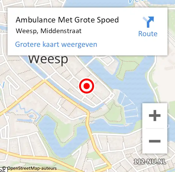 Locatie op kaart van de 112 melding: Ambulance Met Grote Spoed Naar Weesp, Middenstraat op 7 oktober 2014 19:02