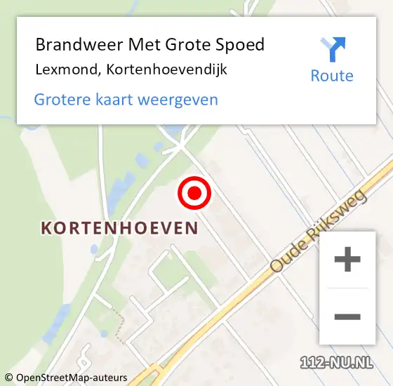 Locatie op kaart van de 112 melding: Brandweer Met Grote Spoed Naar Lexmond, Kortenhoevendijk op 31 mei 2024 07:23