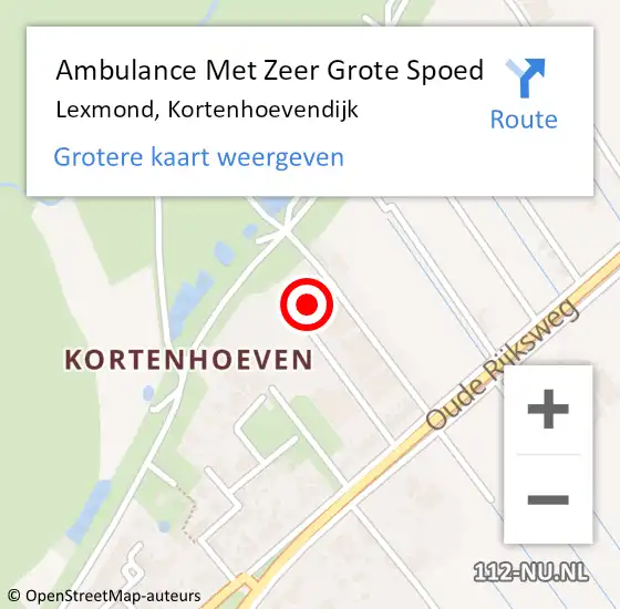 Locatie op kaart van de 112 melding: Ambulance Met Zeer Grote Spoed Naar Lexmond, Kortenhoevendijk op 31 mei 2024 07:24