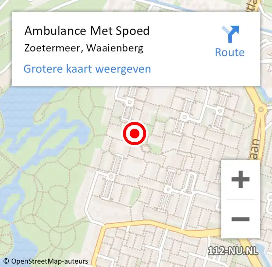 Locatie op kaart van de 112 melding: Ambulance Met Spoed Naar Zoetermeer, Waaienberg op 31 mei 2024 07:47