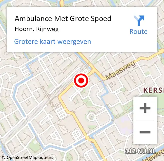 Locatie op kaart van de 112 melding: Ambulance Met Grote Spoed Naar Hoorn, Rijnweg op 31 mei 2024 07:47