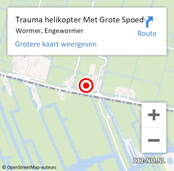 Locatie op kaart van de 112 melding: Trauma helikopter Met Grote Spoed Naar Wormer, Engewormer op 31 mei 2024 08:04