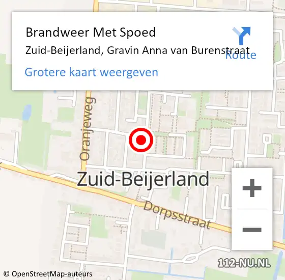 Locatie op kaart van de 112 melding: Brandweer Met Spoed Naar Zuid-Beijerland, Gravin Anna van Burenstraat op 31 mei 2024 08:18