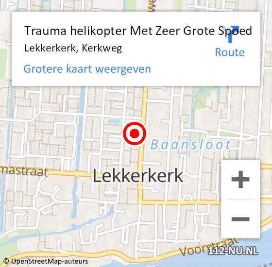 Locatie op kaart van de 112 melding: Trauma helikopter Met Zeer Grote Spoed Naar Lekkerkerk, Kerkweg op 31 mei 2024 08:21