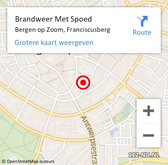 Locatie op kaart van de 112 melding: Brandweer Met Spoed Naar Bergen op Zoom, Franciscusberg op 31 mei 2024 08:27