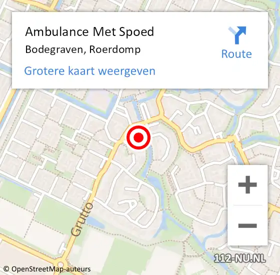 Locatie op kaart van de 112 melding: Ambulance Met Spoed Naar Bodegraven, Roerdomp op 31 mei 2024 08:28