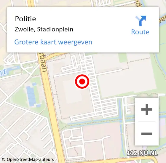 Locatie op kaart van de 112 melding: Politie Zwolle, Stadionplein op 31 mei 2024 08:45