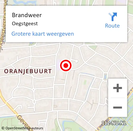 Locatie op kaart van de 112 melding: Brandweer Oegstgeest op 31 mei 2024 08:57