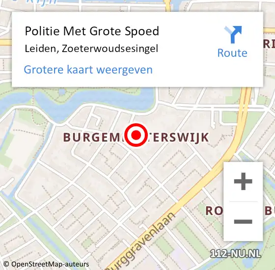 Locatie op kaart van de 112 melding: Politie Met Grote Spoed Naar Leiden, Zoeterwoudsesingel op 31 mei 2024 09:08
