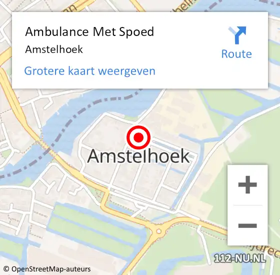 Locatie op kaart van de 112 melding: Ambulance Met Spoed Naar Amstelhoek op 31 mei 2024 09:14