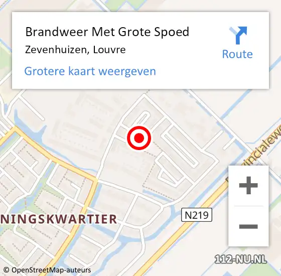 Locatie op kaart van de 112 melding: Brandweer Met Grote Spoed Naar Zevenhuizen, Louvre op 31 mei 2024 09:14