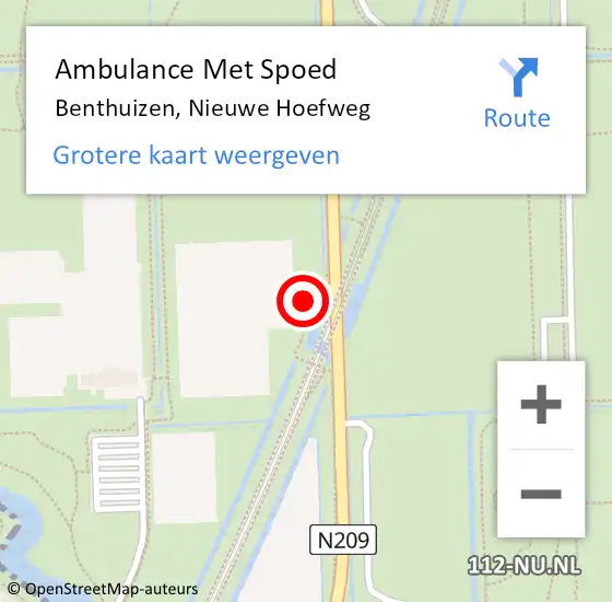 Locatie op kaart van de 112 melding: Ambulance Met Spoed Naar Benthuizen, Nieuwe Hoefweg op 31 mei 2024 09:25