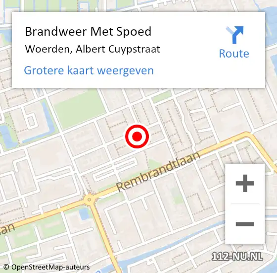 Locatie op kaart van de 112 melding: Brandweer Met Spoed Naar Woerden, Albert Cuypstraat op 31 mei 2024 09:29