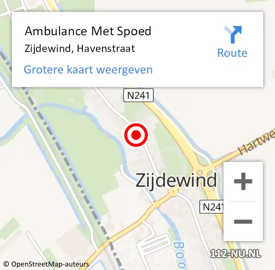 Locatie op kaart van de 112 melding: Ambulance Met Spoed Naar Zijdewind, Havenstraat op 31 mei 2024 09:55