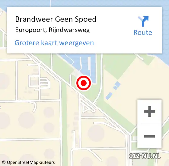 Locatie op kaart van de 112 melding: Brandweer Geen Spoed Naar Europoort, Rijndwarsweg op 31 mei 2024 10:05