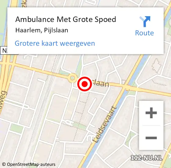 Locatie op kaart van de 112 melding: Ambulance Met Grote Spoed Naar Haarlem, Pijlslaan op 31 mei 2024 10:08