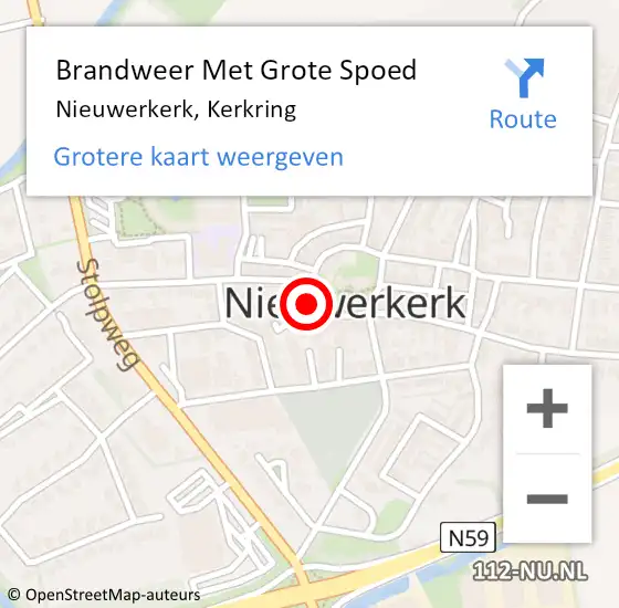 Locatie op kaart van de 112 melding: Brandweer Met Grote Spoed Naar Nieuwerkerk, Kerkring op 31 mei 2024 10:40