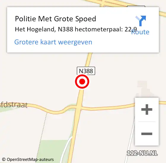 Locatie op kaart van de 112 melding: Politie Met Grote Spoed Naar Het Hogeland, N388 hectometerpaal: 22,9 op 31 mei 2024 10:41