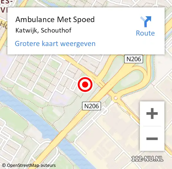 Locatie op kaart van de 112 melding: Ambulance Met Spoed Naar Katwijk, Schouthof op 31 mei 2024 10:57