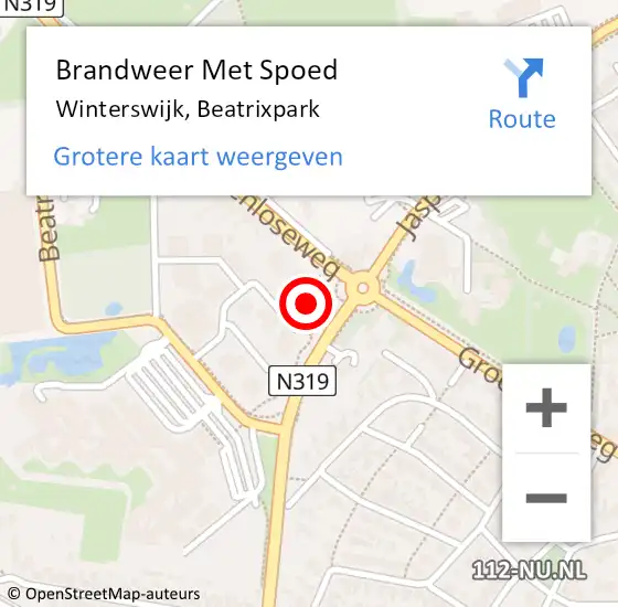 Locatie op kaart van de 112 melding: Brandweer Met Spoed Naar Winterswijk, Beatrixpark op 31 mei 2024 10:58