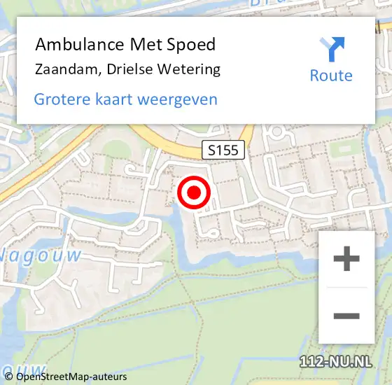 Locatie op kaart van de 112 melding: Ambulance Met Spoed Naar Zaandam, Drielse Wetering op 31 mei 2024 11:18