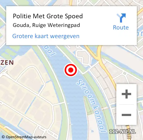 Locatie op kaart van de 112 melding: Politie Met Grote Spoed Naar Gouda, Ruige Weteringpad op 31 mei 2024 11:26