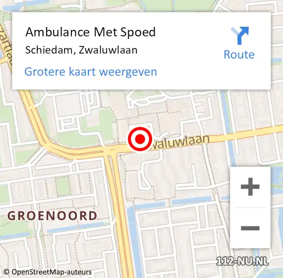 Locatie op kaart van de 112 melding: Ambulance Met Spoed Naar Schiedam, Zwaluwlaan op 31 mei 2024 11:44