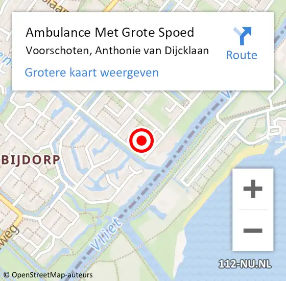 Locatie op kaart van de 112 melding: Ambulance Met Grote Spoed Naar Voorschoten, Anthonie van Dijcklaan op 31 mei 2024 11:56