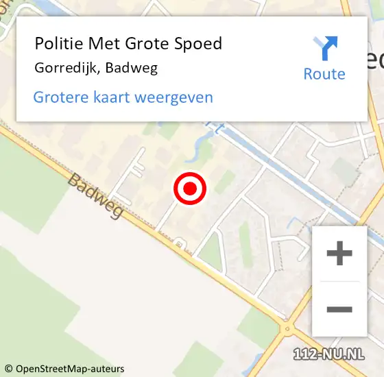 Locatie op kaart van de 112 melding: Politie Met Grote Spoed Naar Gorredijk, Badweg op 31 mei 2024 12:07