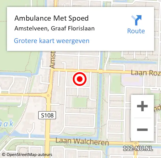 Locatie op kaart van de 112 melding: Ambulance Met Spoed Naar Amstelveen, Graaf Florislaan op 31 mei 2024 12:43