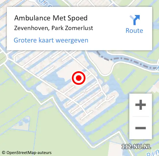 Locatie op kaart van de 112 melding: Ambulance Met Spoed Naar Zevenhoven, Park Zomerlust op 31 mei 2024 12:43