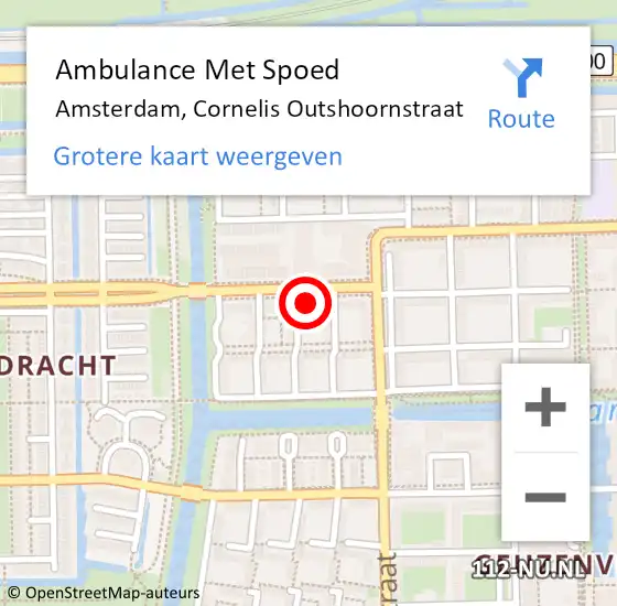 Locatie op kaart van de 112 melding: Ambulance Met Spoed Naar Amsterdam, Cornelis Outshoornstraat op 31 mei 2024 13:13